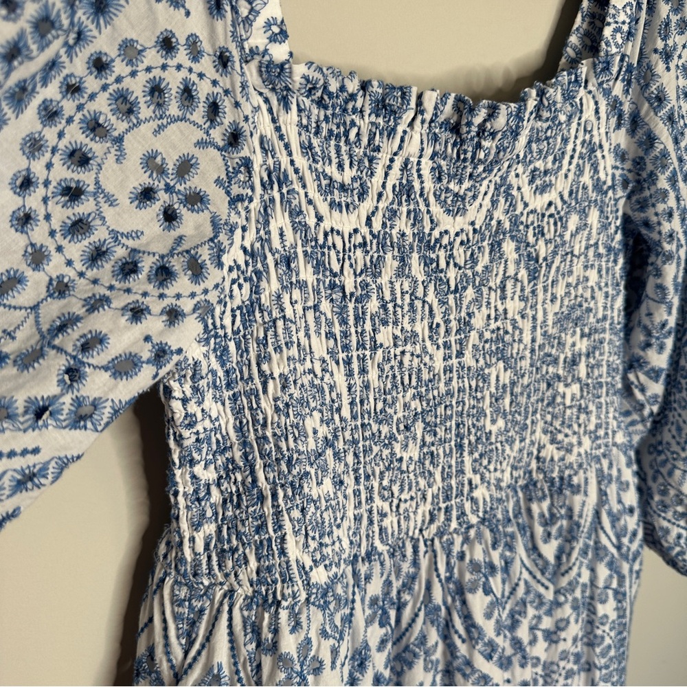 City Chic Brodie 2 Tone Eyelet Maxi Dress Cottagecore Preppy Size Small (16) - Picture 10 of 15